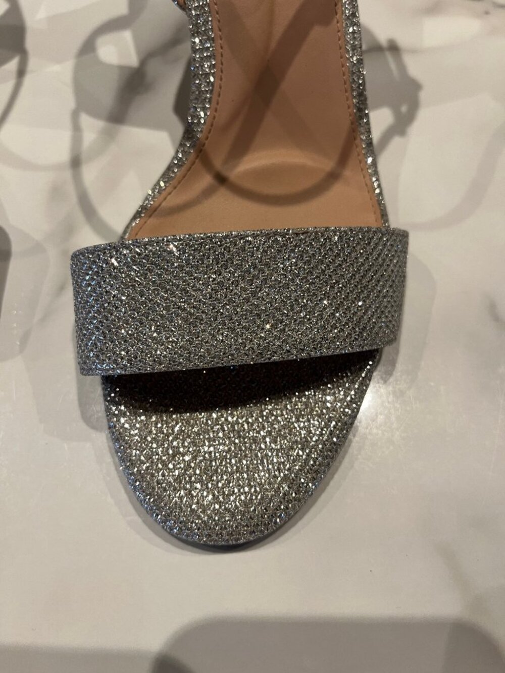 Cole Haan Josie Silver Glitter Block Heel Sandals - Size 7 1/2 - Picture 7 of 13